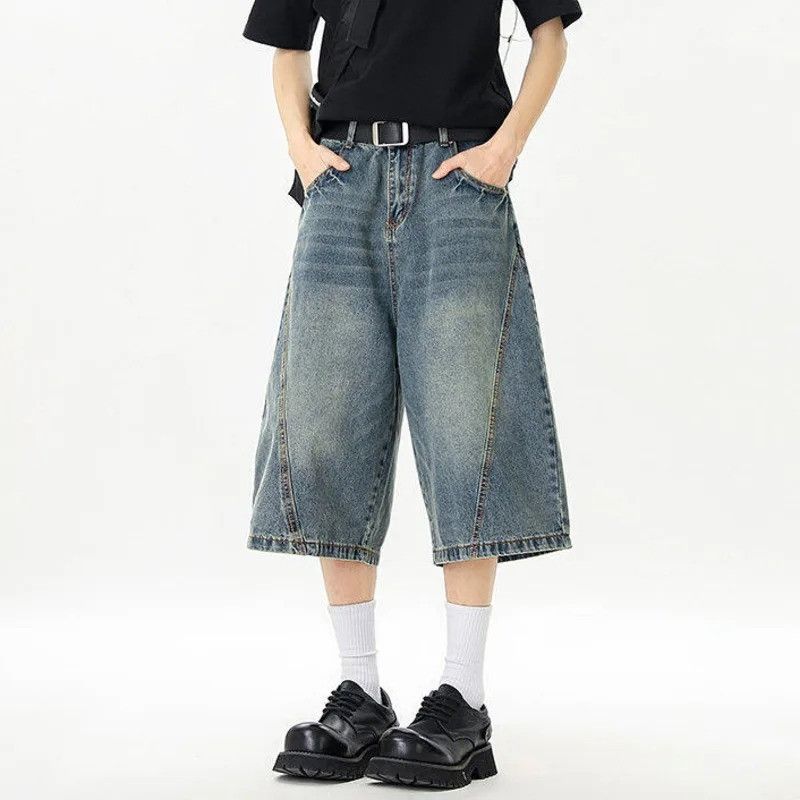 Jean Wide Leg Washed Denim Shorts Men Simple Summer Size US 34 / EU 50 - 1 Thumbnail