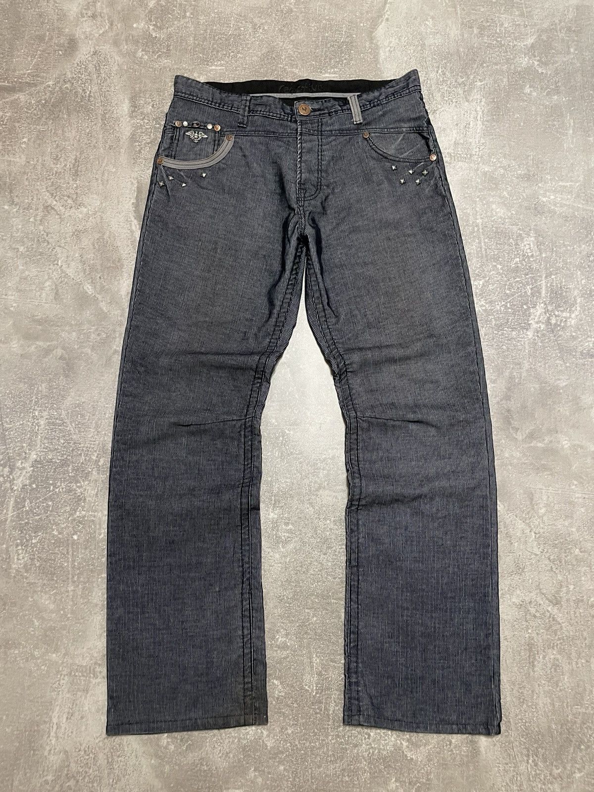 Affliction Vintage Reactive Avant Garde Studded Buggy Pants Y2K Size US 34 / EU 50 - 11 Thumbnail