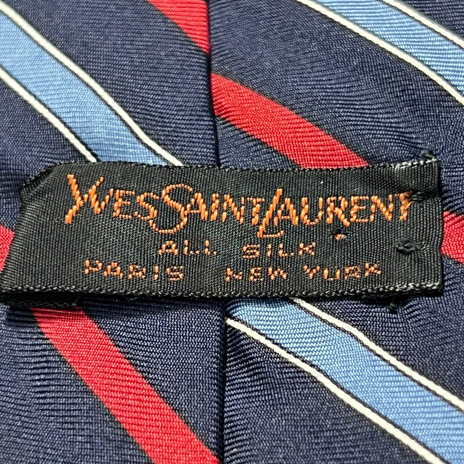 Yves Saint Laurent Yves Saint Laurant YSL Men's Tie Black Blue All Silk Necktie Size ONE SIZE - 3 Thumbnail