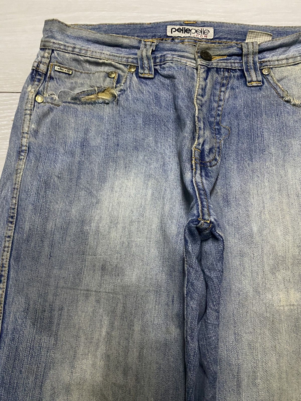 Pelle Pelle Vintage Pelle Pelle Mud Wash Embroidery Logo Straight Jeans Size US 32 / EU 48 - 7 Thumbnail