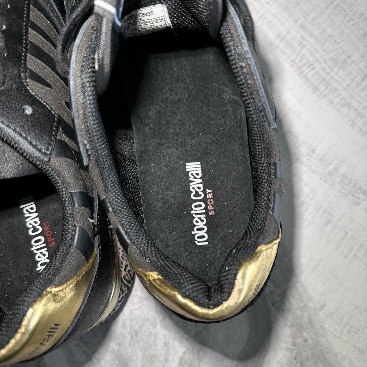 Roberto Cavalli Roberto Cavalli Sport Black Leather Fashion Sneakers Size US 11.5 / EU 44-45 - 10 Thumbnail