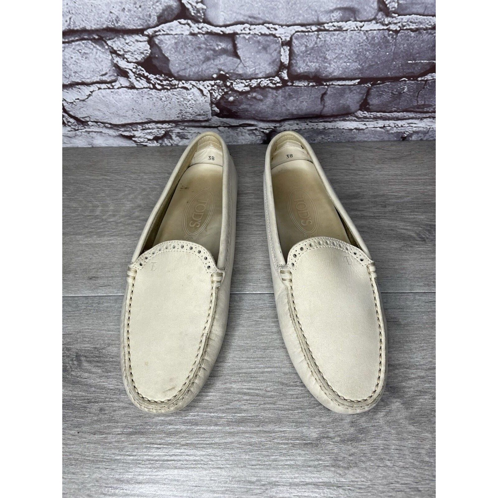 Tod's TOD'S Ivory Off White Suede Leather Moc Loafers Driving Shoe Size US 8 / IT 38 - 15 Thumbnail