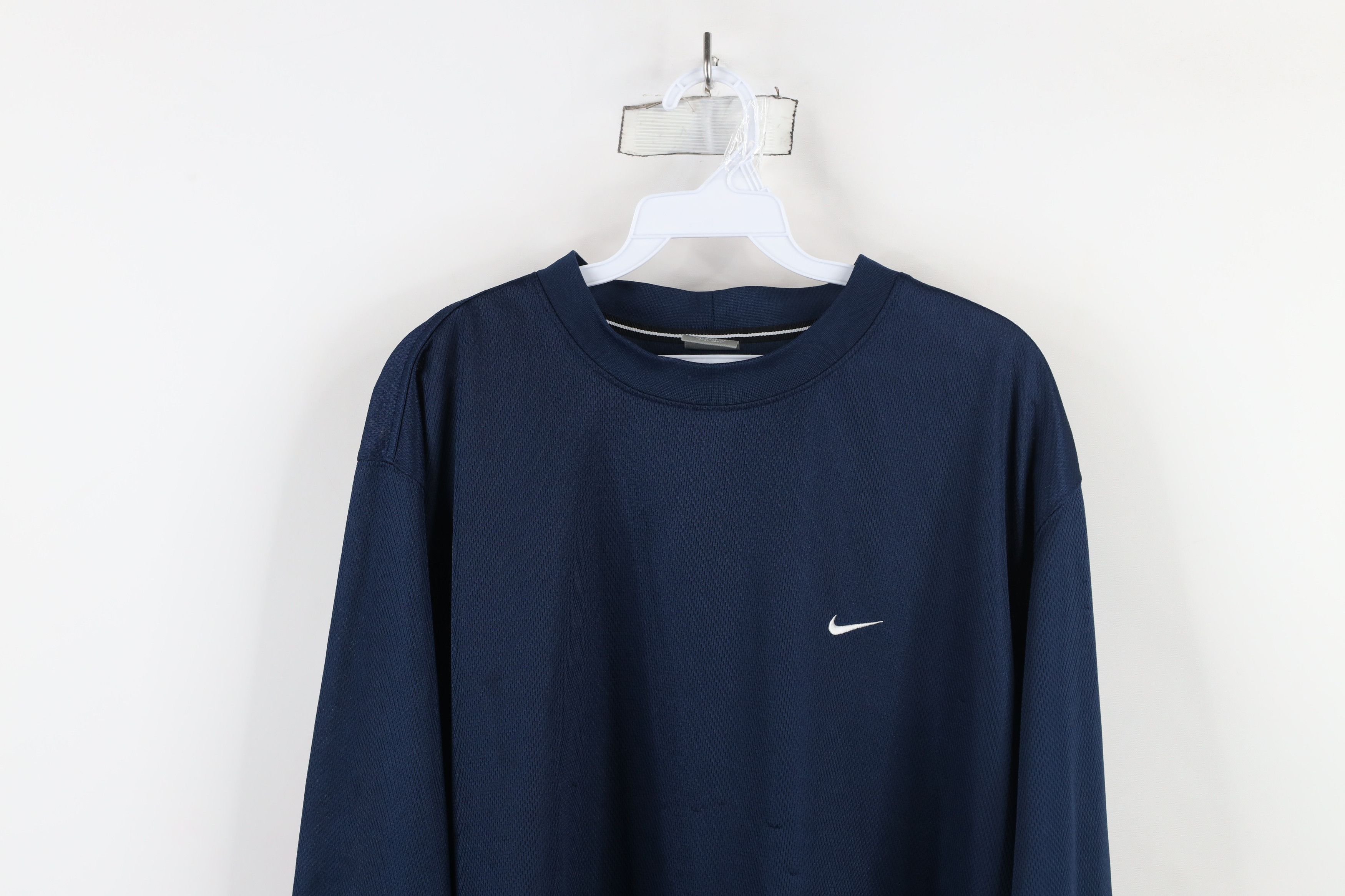Nike × Vintage Vintage Y2K Nike Mini Swoosh Knit Long Sleeve T-Shirt Blue Size US XL / EU 56 / 4 - 2 Thumbnail