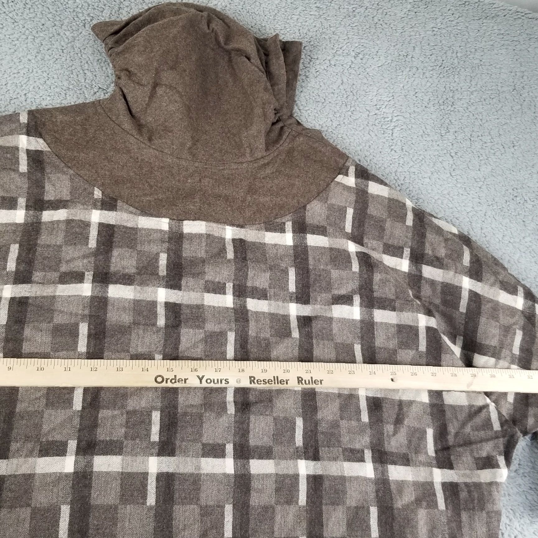 Vintage VINTAGE Touche Wool Turtleneck Dress 28X42 Plaid Sweater Dress 3/4 Sleeve Knit Italy Gray Womens” Size 4XL / US 24-26 - 4 Thumbnail