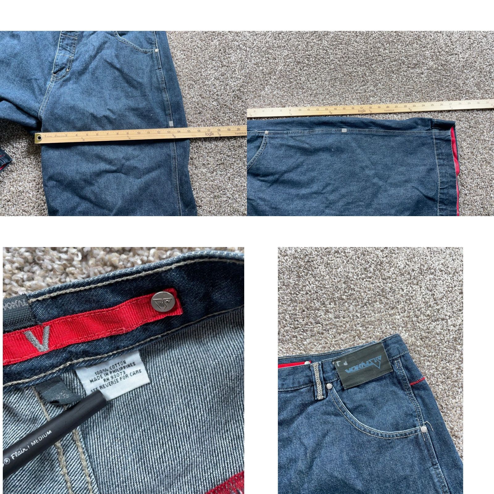 Vintage VINTAGE Men's Baggy Fit Jean Shorts 38 x 13 Blue Denim Embroidered Hip Hop Retro 2000s Size US 38 / EU 54 - 8 Thumbnail