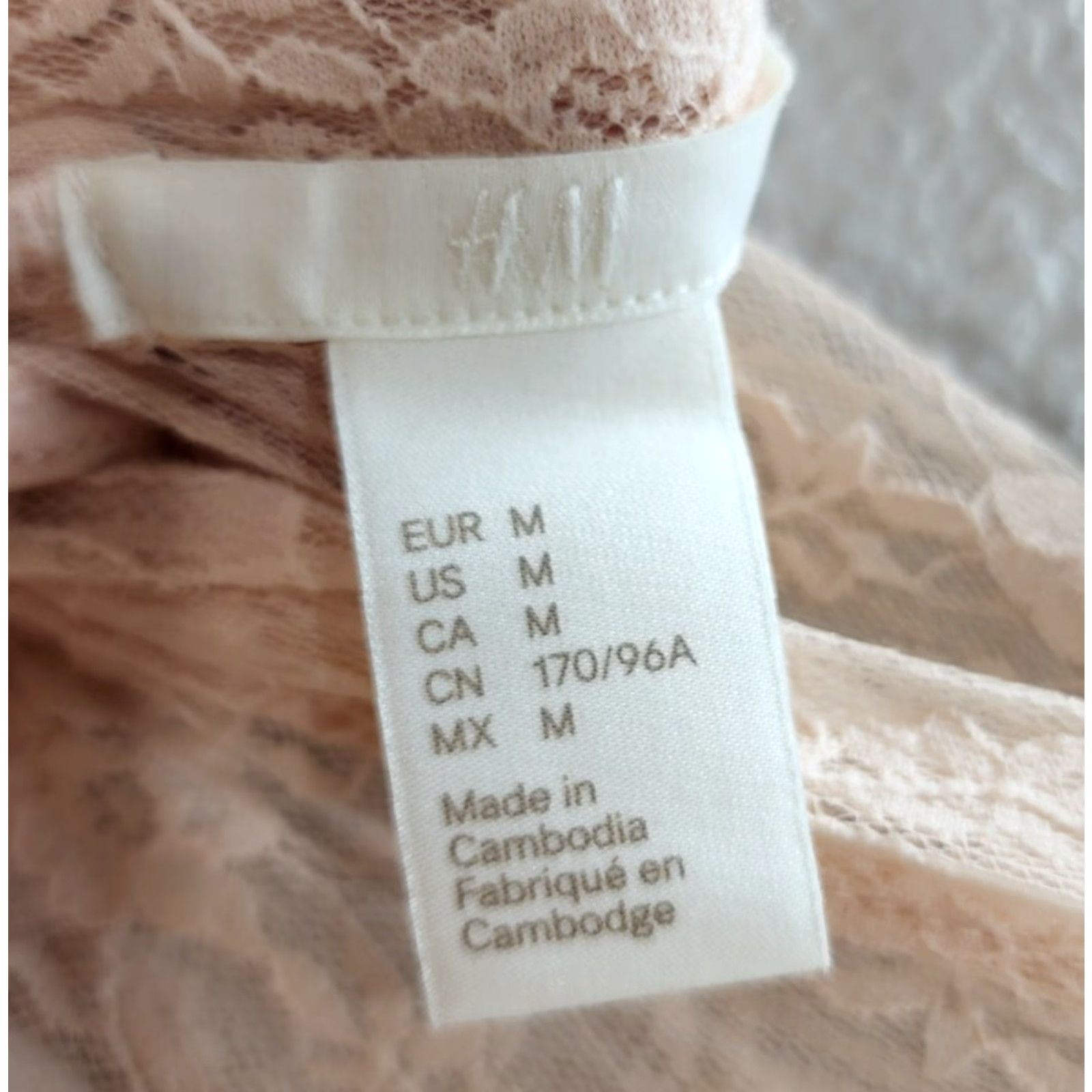 H&M H&M Peach Lace Shirt Blouse Long Sleeve Mock Neck Women Size M Slim Cotton Blend Size M / US 6-8 / IT 42-44 - 5 Thumbnail