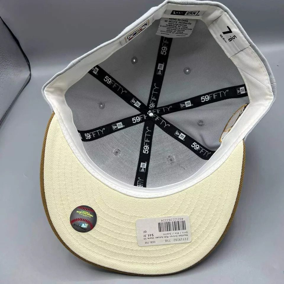 New Era Houston Astros Hat Men 7 5/8 59Fifty New Era MLB Fitted Cap Size ONE SIZE - 2 Thumbnail