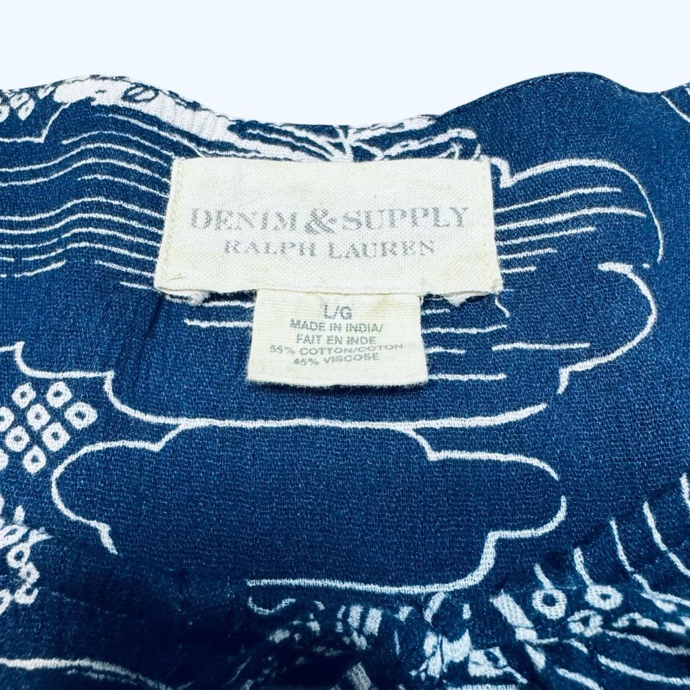 Denim & Supply Ralph Lauren Denim & Supply Ralph Lauren Blue White Floral Peasant Cotto Size L / US 10 / IT 46 - 7 Thumbnail