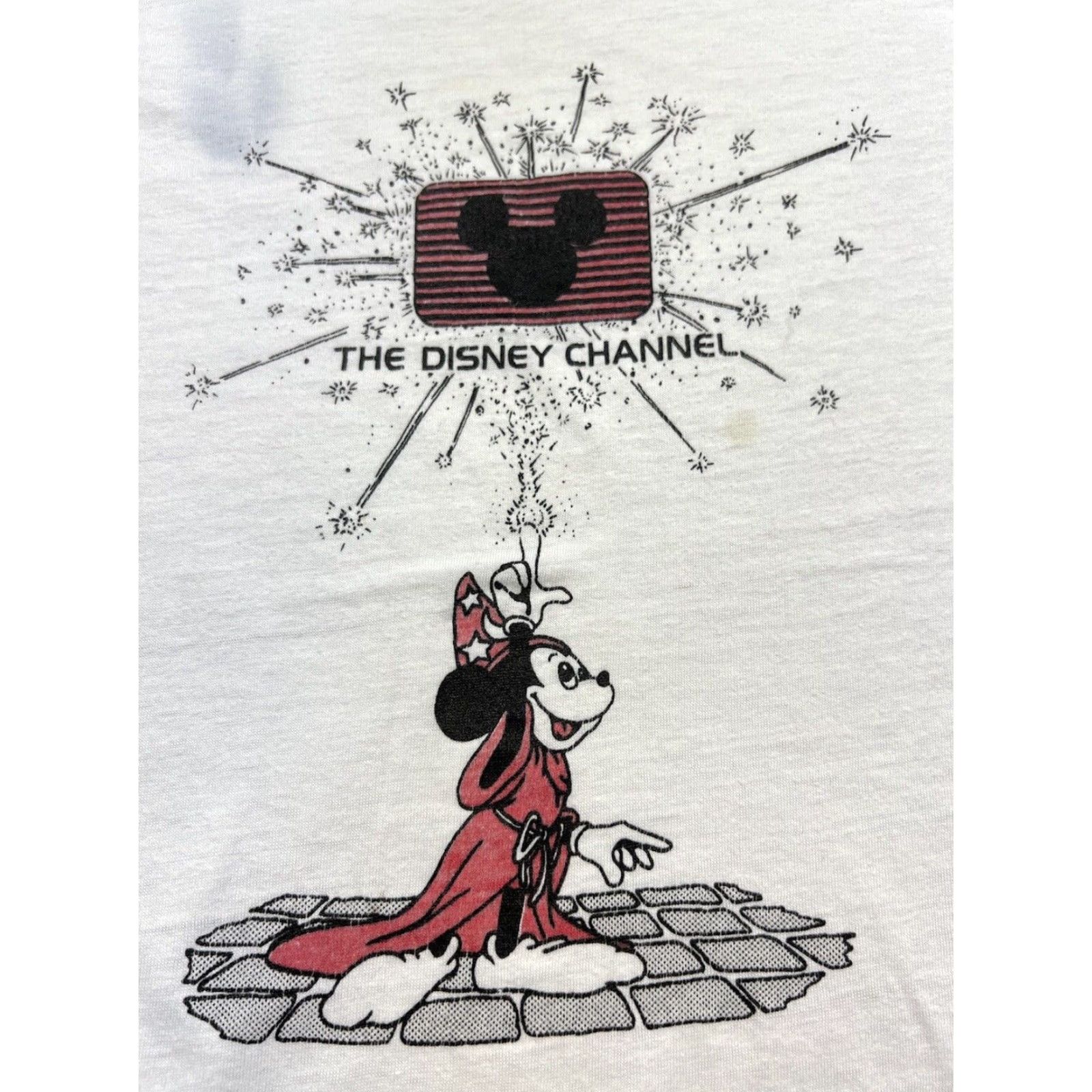 Disney VINTAGE Disney T-Shirt 1980s The Disney Channel Fantasia Mickey Mouse 90s Promo Adult Large White Graphic Tee Men Size US L / EU 52-54 / 3 - 2 Thumbnail