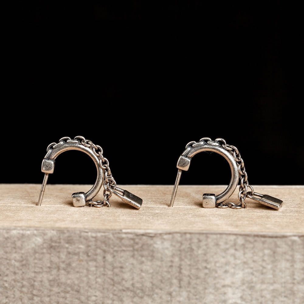 Jewelry Lock Hip-hop Earrings One Pairs Chrome Jewelry Size ONE SIZE - 4 Thumbnail