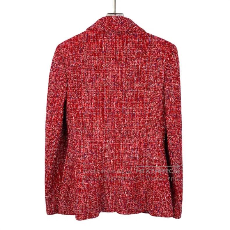 Chanel Chanel Red pearl button cotton lapel long-sleeved tweed kn Size XS / US 0-2 / IT 36-38 - 2 Thumbnail