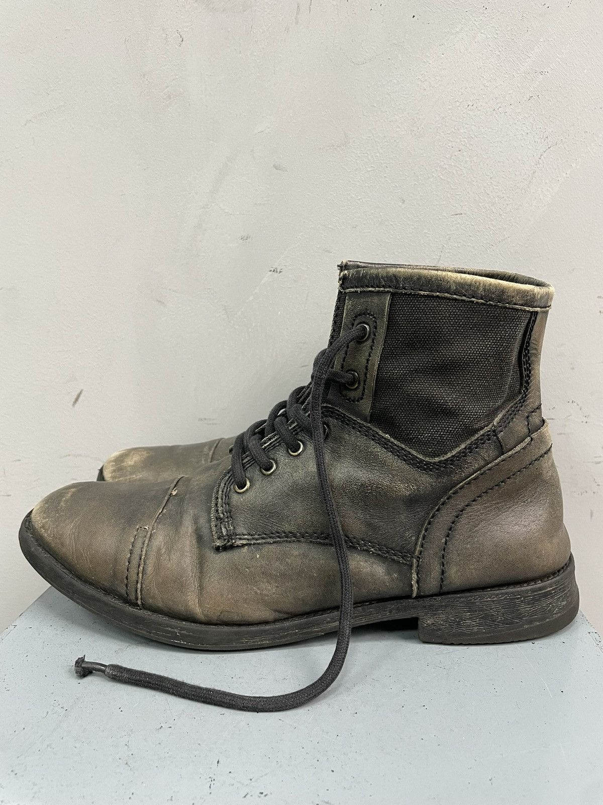 Hedi Slimane Vintage Brown Military Lace Up Leather Boots 90s guidi style Size US 9 / EU 42 - 1 Thumbnail