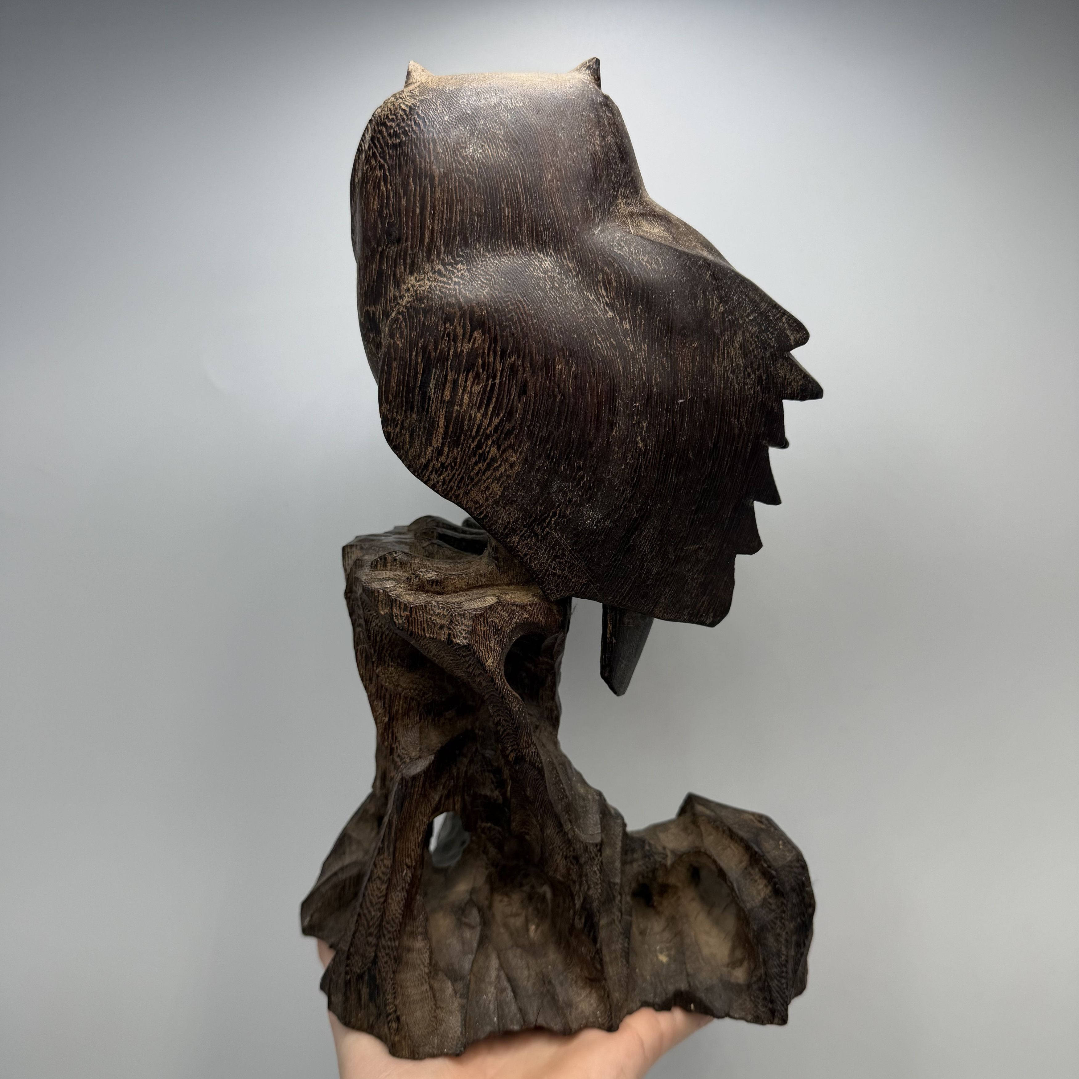 Vintage Vintage Hand Carved Wooden Owl Figurine Folk Art 27cm Size ONE SIZE - 6 Thumbnail