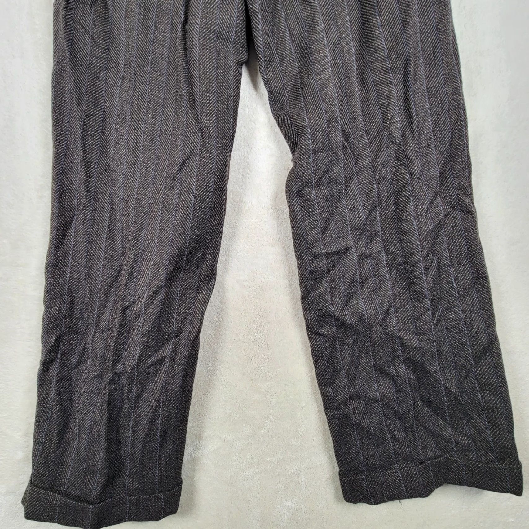 Vintage GENERIC MENS DRESS PANTS IN DARK Brown Wool Blend Striped 34x30 Casual Regular Mens Dress Pants 34 Brown Mens Size US 34 / EU 50 - 6 Thumbnail