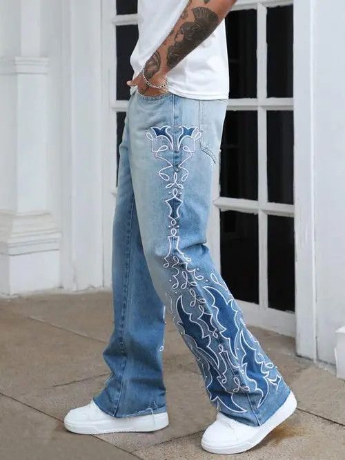 Jean VINTAGE denim jeans Y2K Straight RAP Size US 32 / EU 48 - 2 Thumbnail