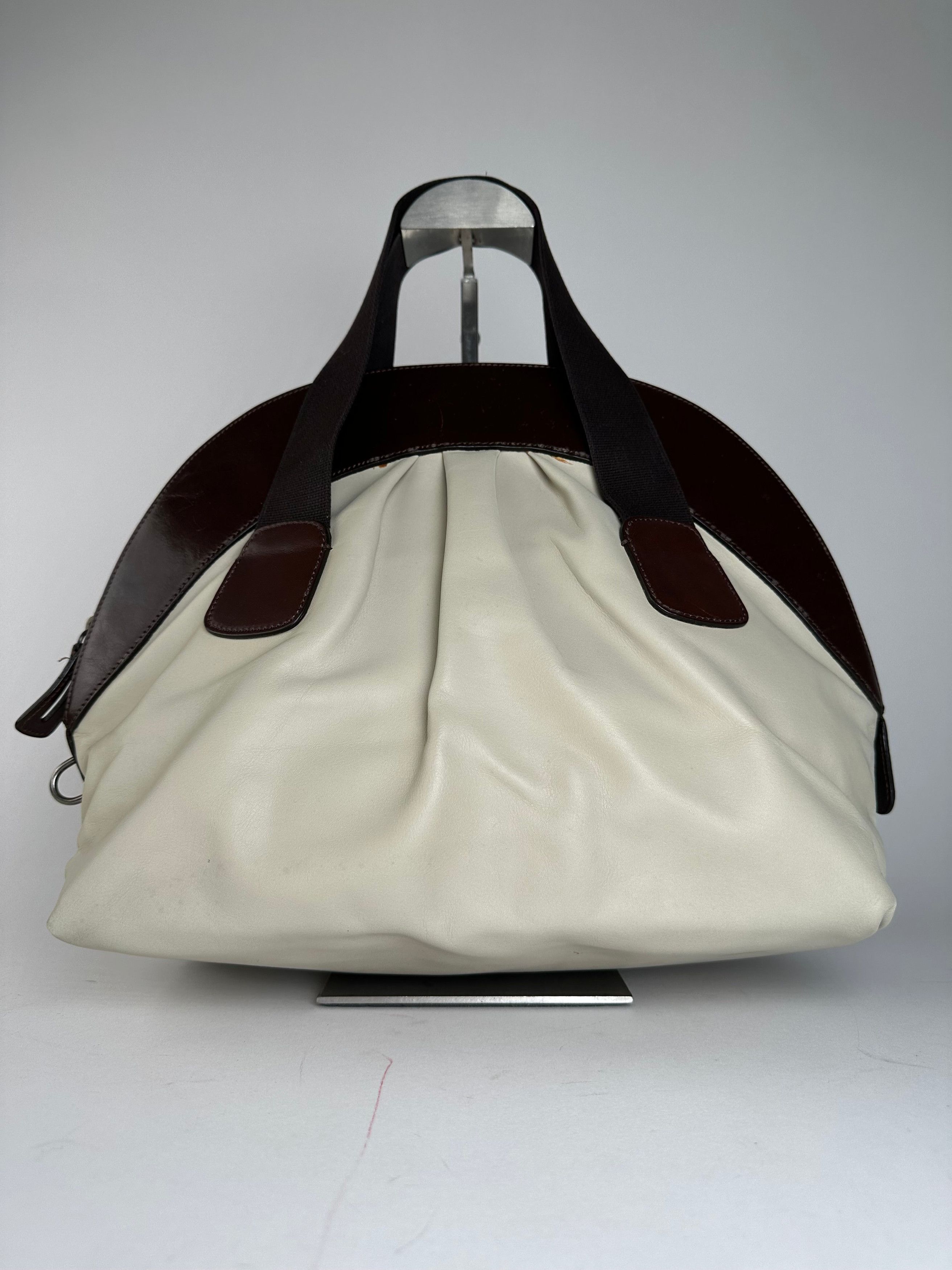 Marni Vintage Leather Handbag White Brown Size ONE SIZE - 1 Thumbnail