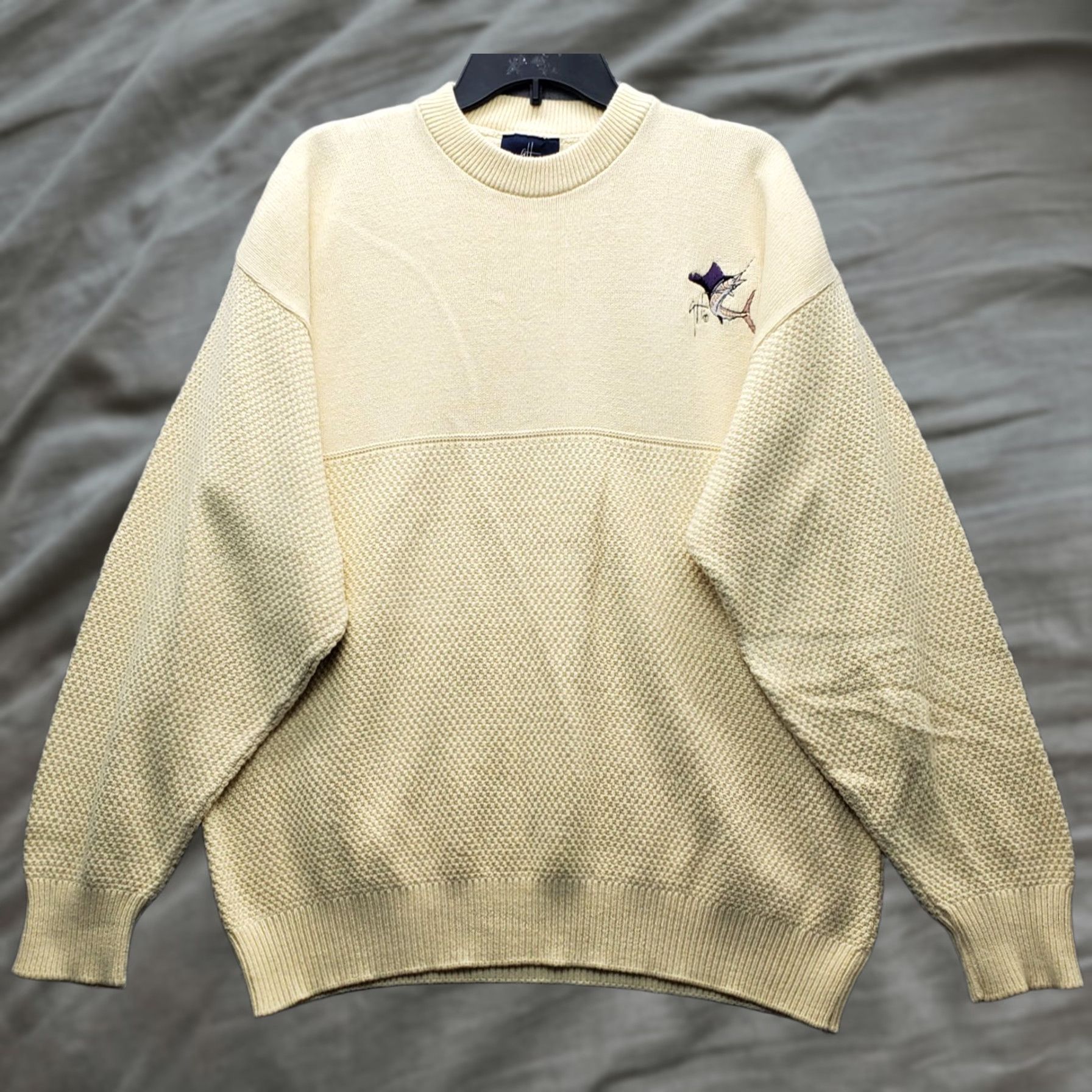 Guy Harvey VINTAGE Guy Harvey Sweater Mens L Yellow Chunky Knit Embroidered Marlin Fish Shirt Size US L / EU 52-54 / 3 - 1 Thumbnail