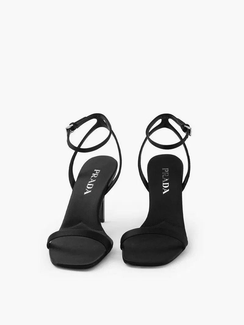 Prada Prada 85mm Satin Geometric Heel Ankle Strap Sandal Pump 39 Size US 9 / IT 39 - 10 Thumbnail
