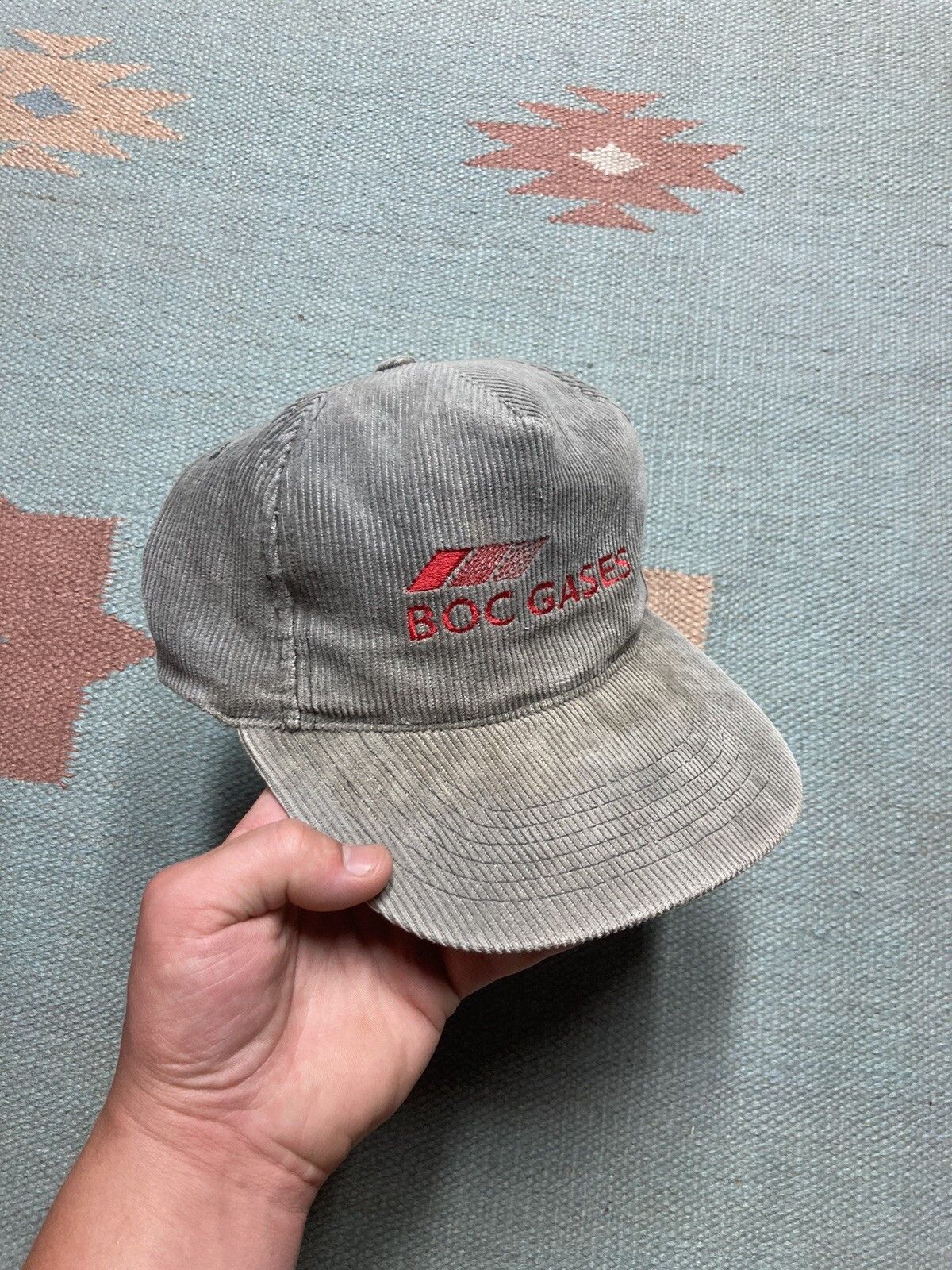 Vintage Vintage 90s SnapBack hat corduroy BOC gases embroidered Size ONE SIZE - 1 Thumbnail