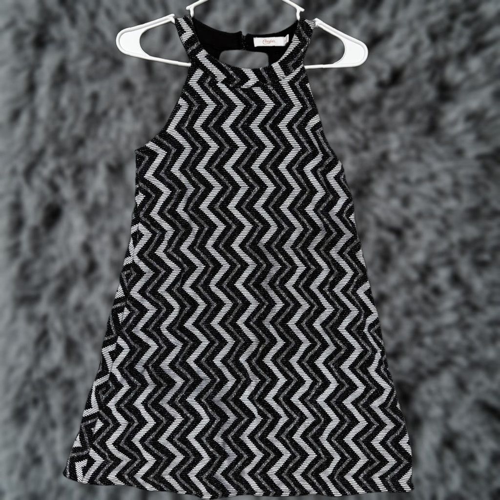 Vintage Vintage Candie's Dress M Black Silver Glitter Chevron Halter Mini Clubwear 90s Womens Girls? Size M / US 6-8 / IT 42-44 - 1 Thumbnail