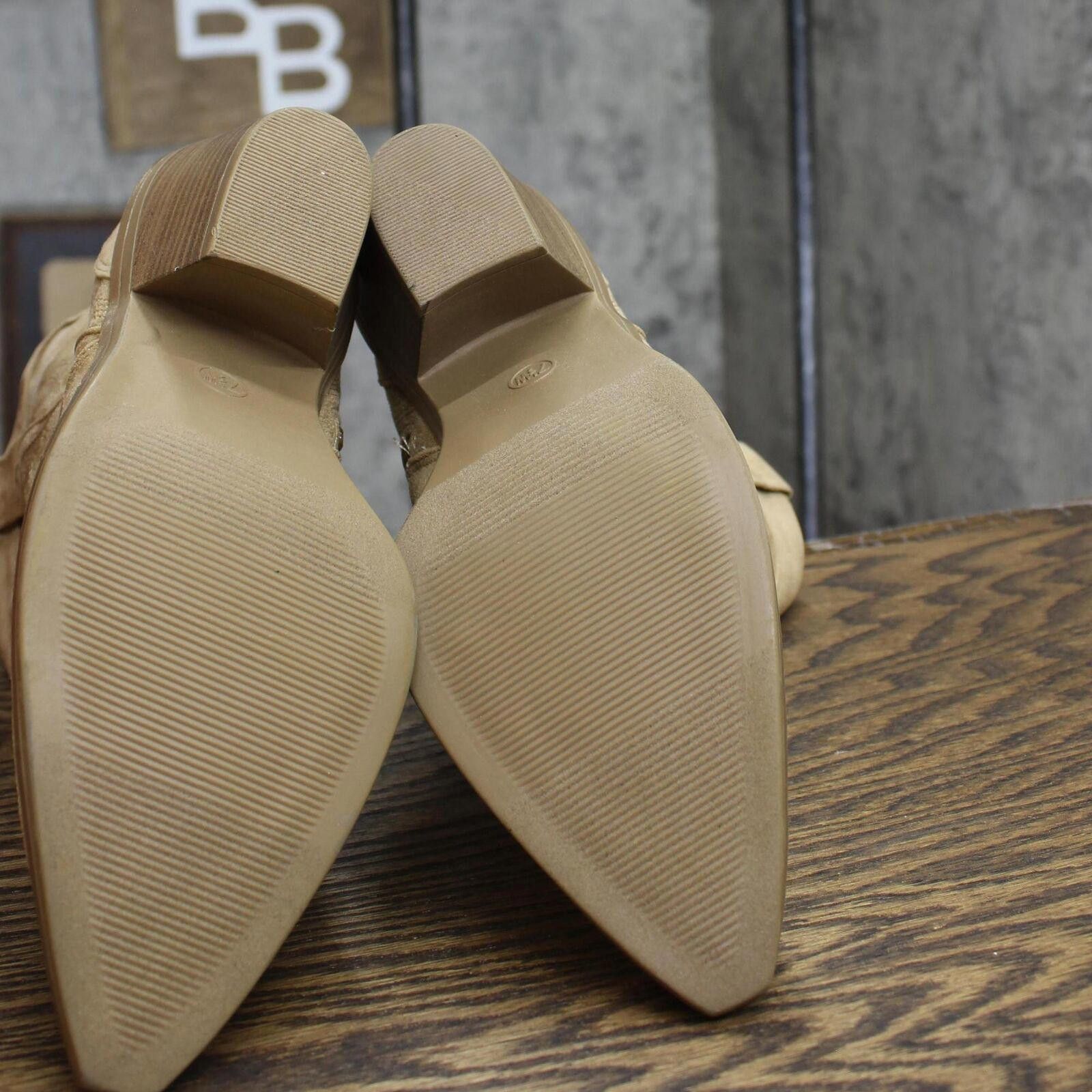 Designer Universal Thread Width Western Ankle Boots Tan Brown 7.5W Size US 7.5 / IT 37.5 - 5 Thumbnail