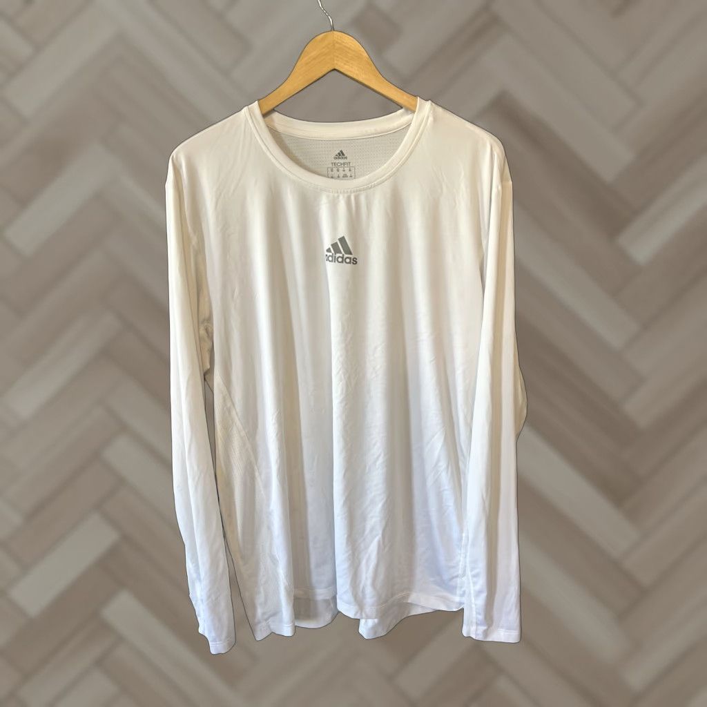 Adidas Adidas Mens White Long Sleeve Athletic Shirt 2XL Primegreen Techfit Slim Fit Durable Athleticwear Shirt Mens 2XL White Long Sleeve T-Shirt Size US XXL / EU 58 / 5 - 1 Thumbnail