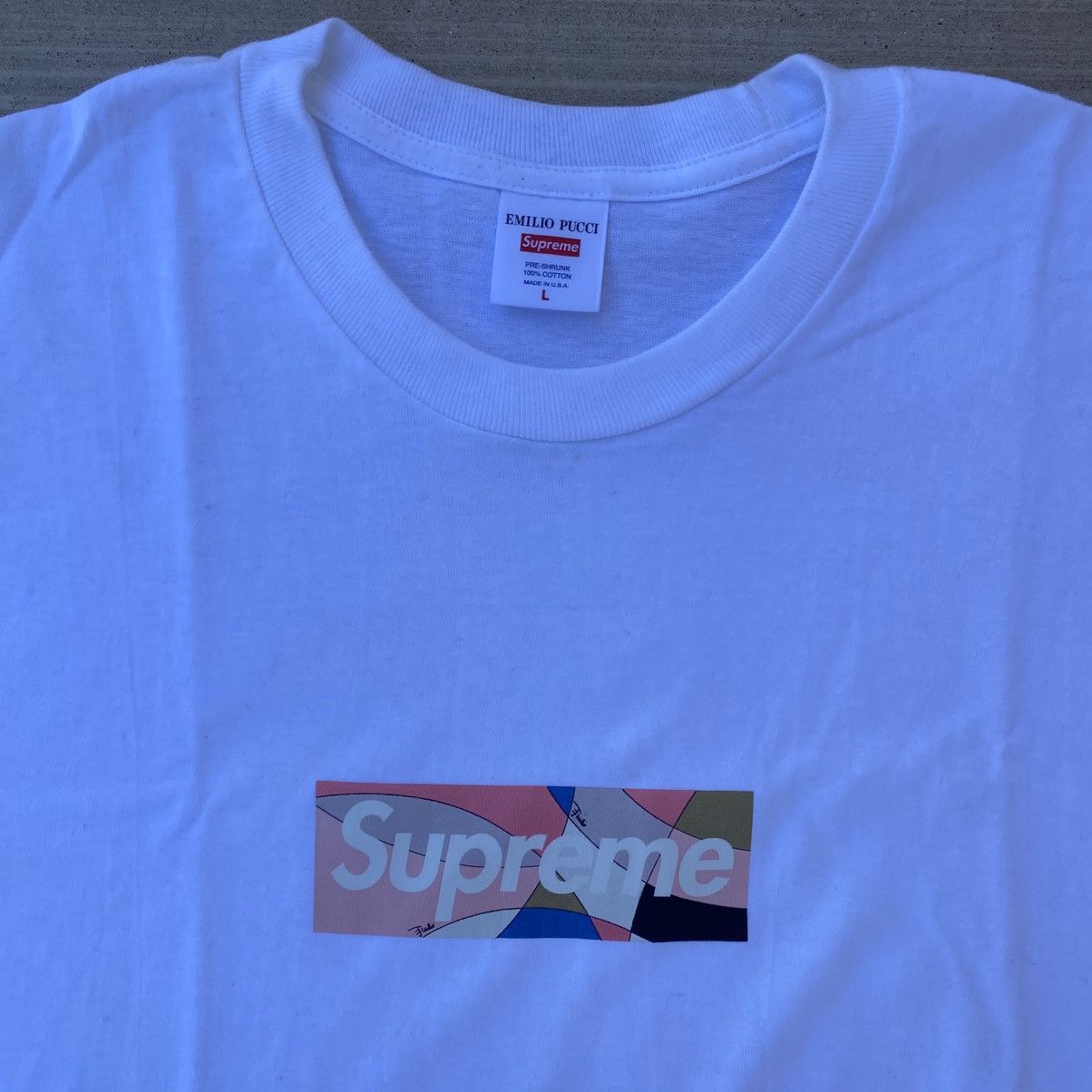 Supreme Emilio Pucci Box Logo T-Shirt White Dusty Pink 2021