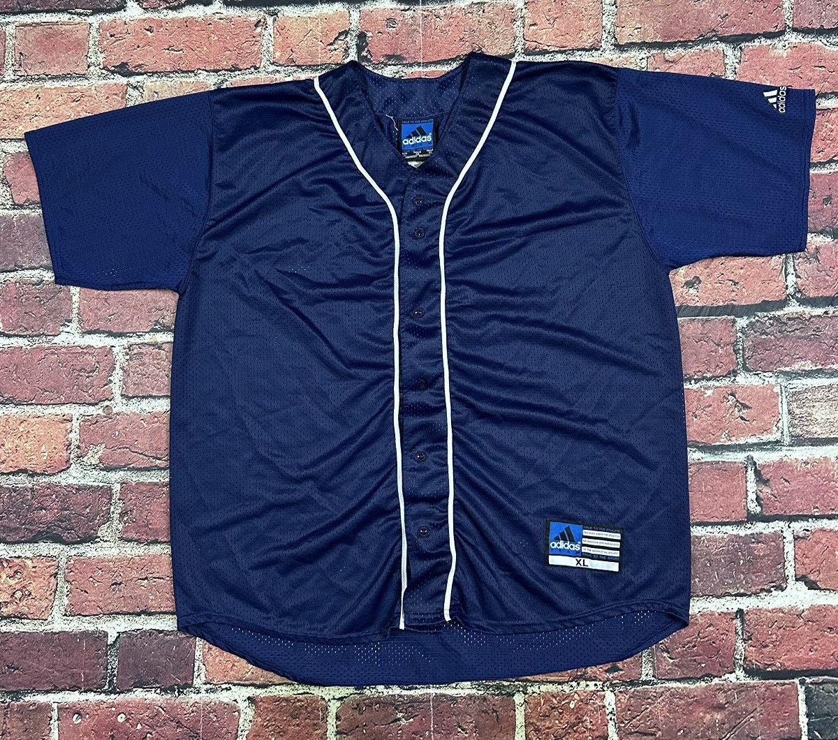 Adidas Vintage Adidas Team Baseball Jersey Blue Mesh Blank 90s Size US XL / EU 56 / 4 - 1 Thumbnail