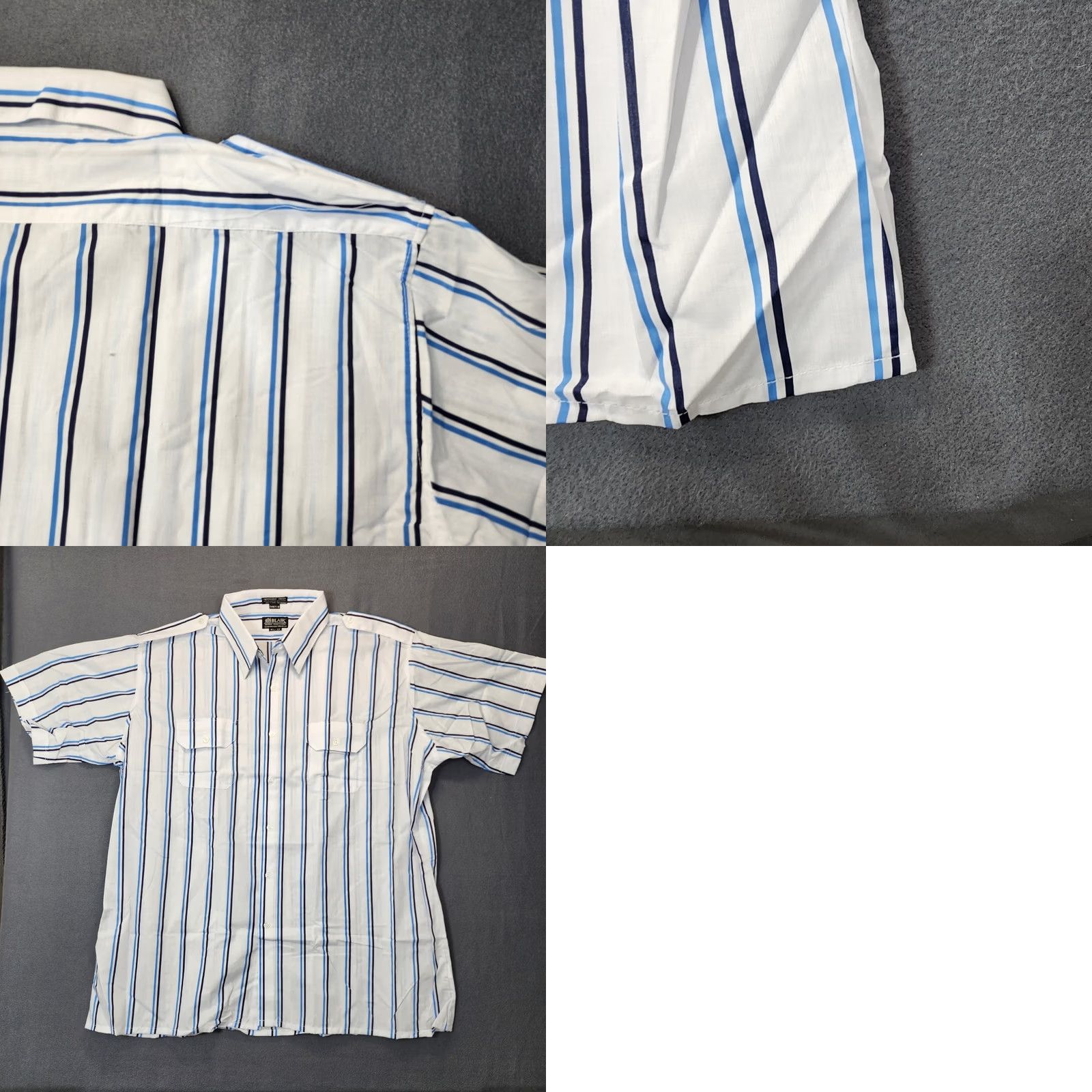Blair VINTAGE Blair Mens Shirt 2XL Blue Stripe Button Up Shoulder Strap Pockets 18.5 Size US XXL / EU 58 / 5 - 8 Thumbnail
