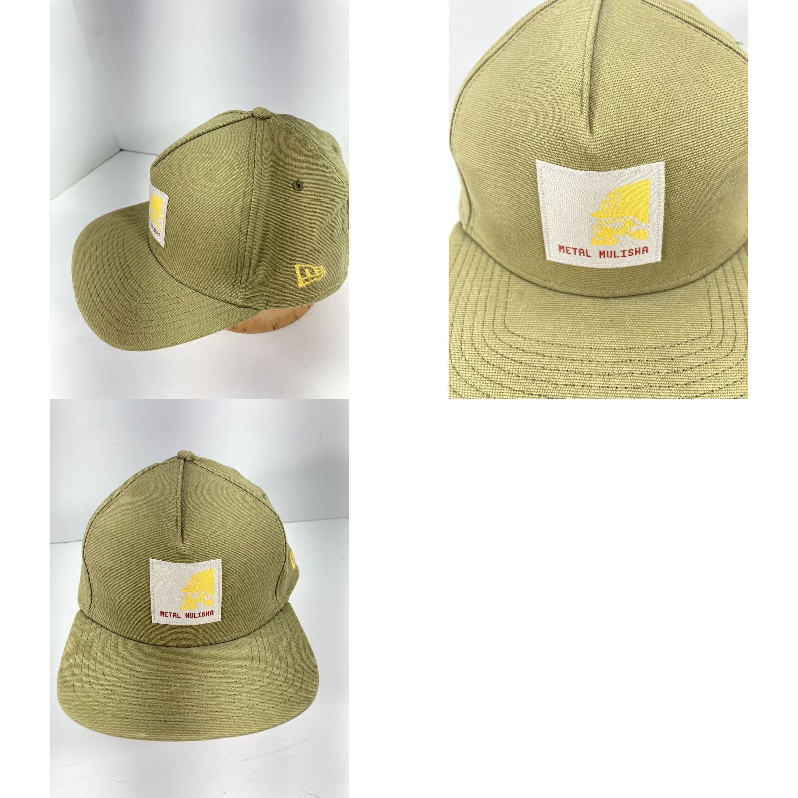 New Era Metal Mulisha New Era 39Thirty Hat Cap Khaki Beige Fitted Large XL Flat Bill Men Hat Cap Beige XL Large Solid Flat Cap Size ONE SIZE - 9 Thumbnail