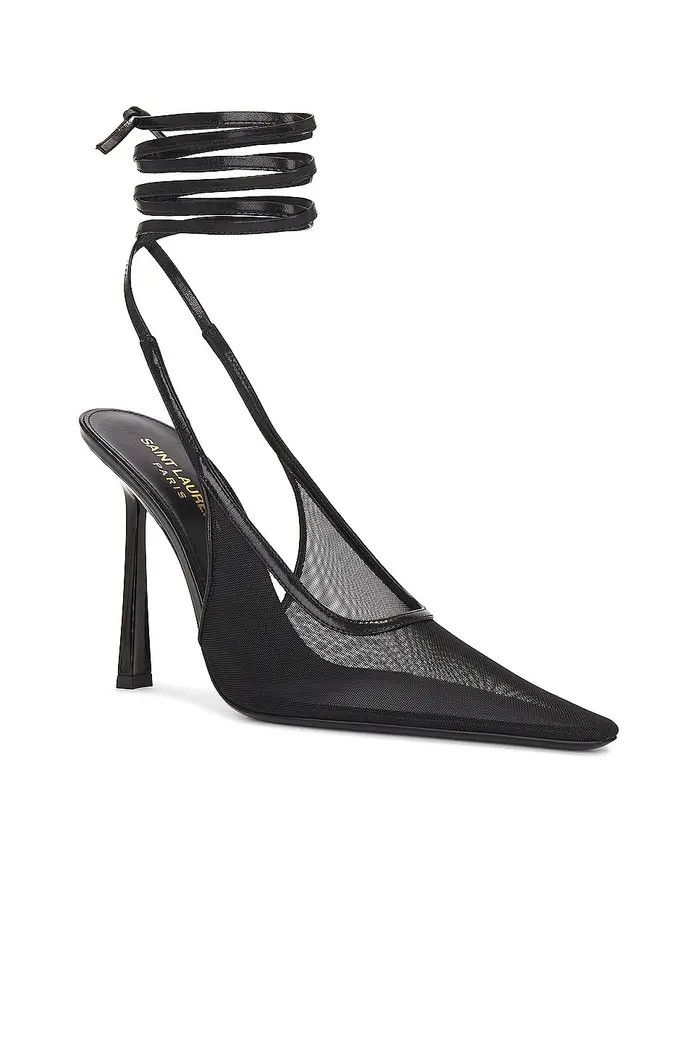 Saint Laurent Paris o1b1hav111025 776291 OXALIS Slingback Pumps in Mesh in Black Size US 10.5 / IT 40.5 - 2 Thumbnail