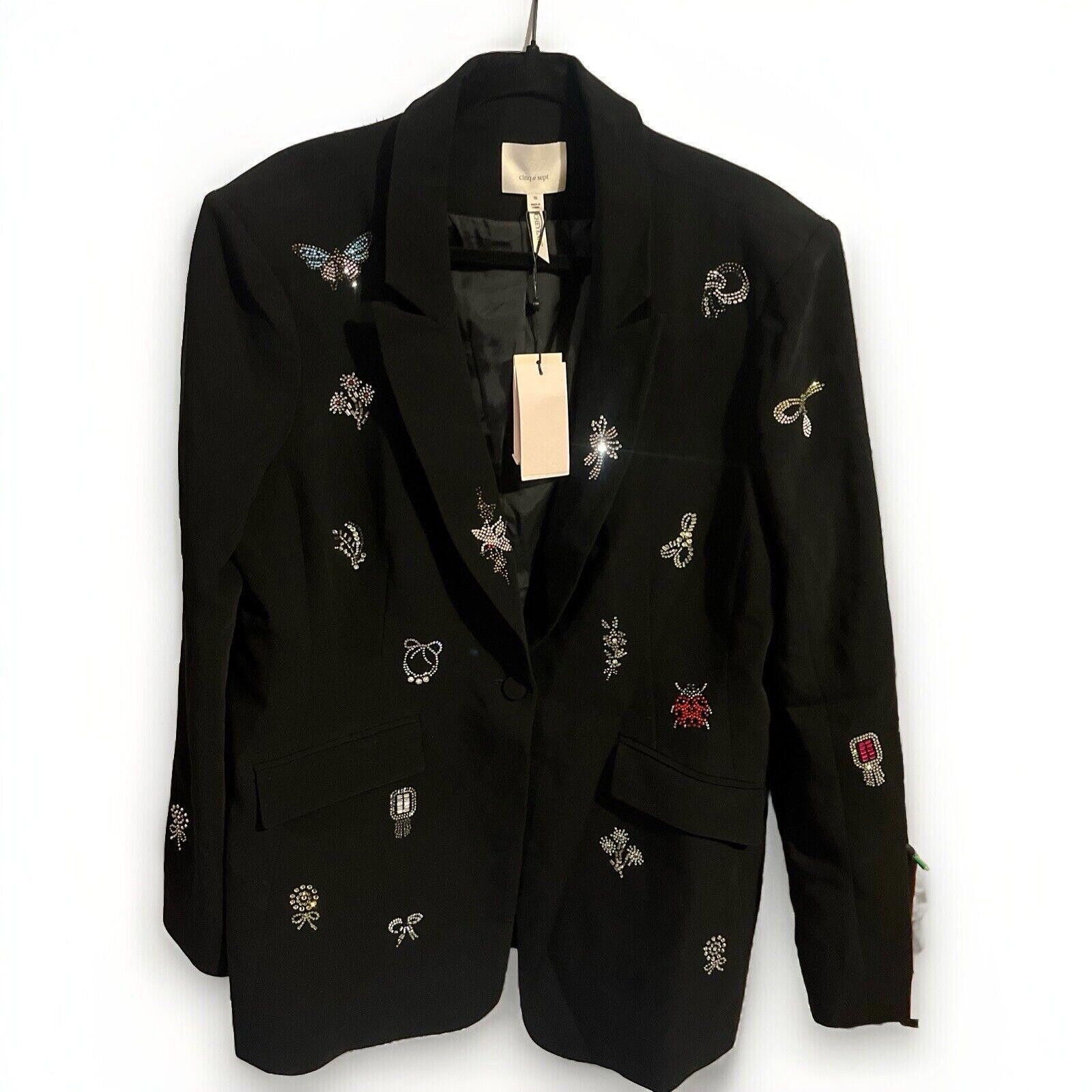 Designer NEW Cinq A Sept BLACK Butterfly Emb Kylie Jacket size 16 Size XXL / US 16-18 / IT 52-54 - 1 Thumbnail