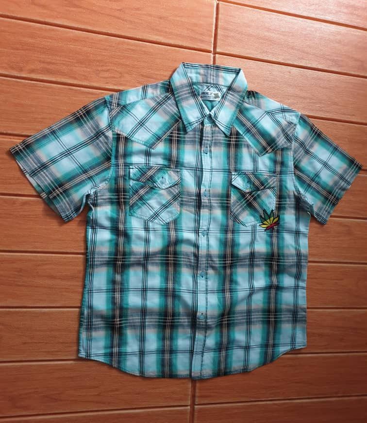 Japanese Brand Vache marijuana Bob marley style checkered shirt Size US L / EU 52-54 / 3 - 8 Thumbnail