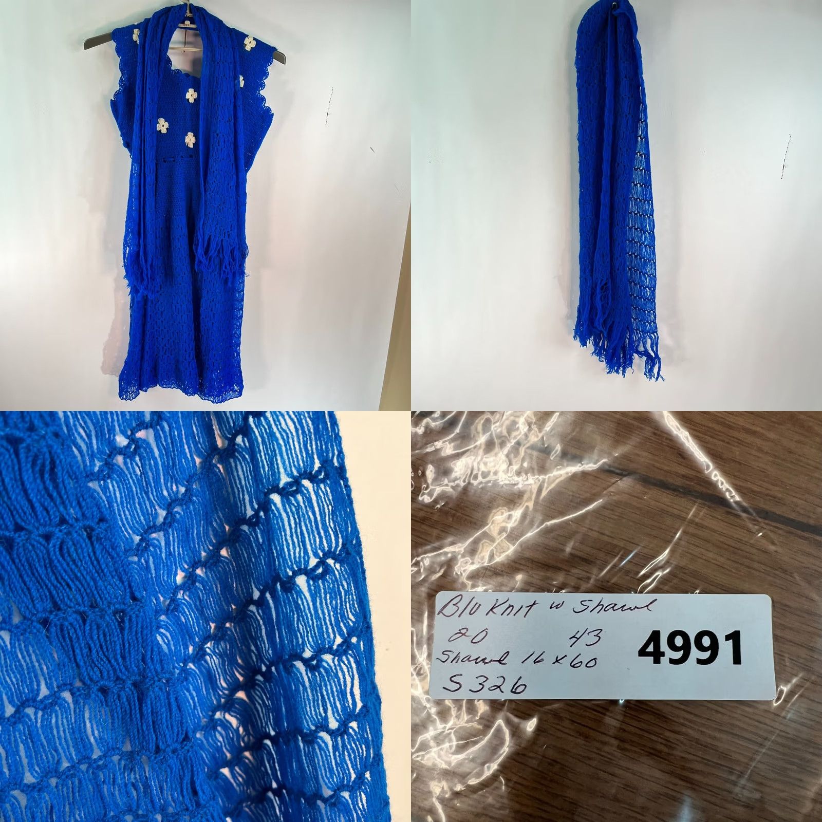 Vintage VINTAGE Flowers Dress Sleeveless Floral Blue Knit Shawl Size L Womens Size L / US 10 / IT 46 - 8 Thumbnail