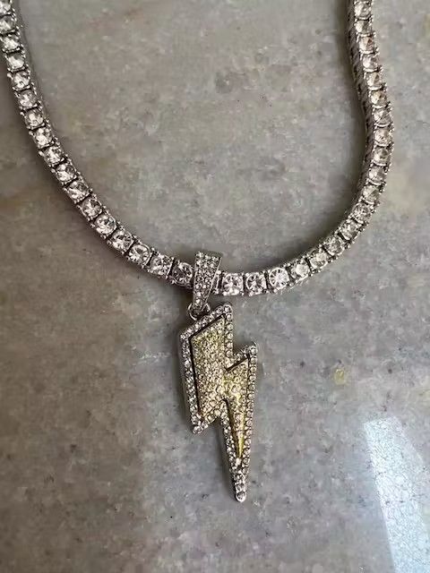 Jewelry 4mm Lightning Zircon Tennis Chain Iced Out Bling Necklace Size ONE SIZE - 2 Thumbnail