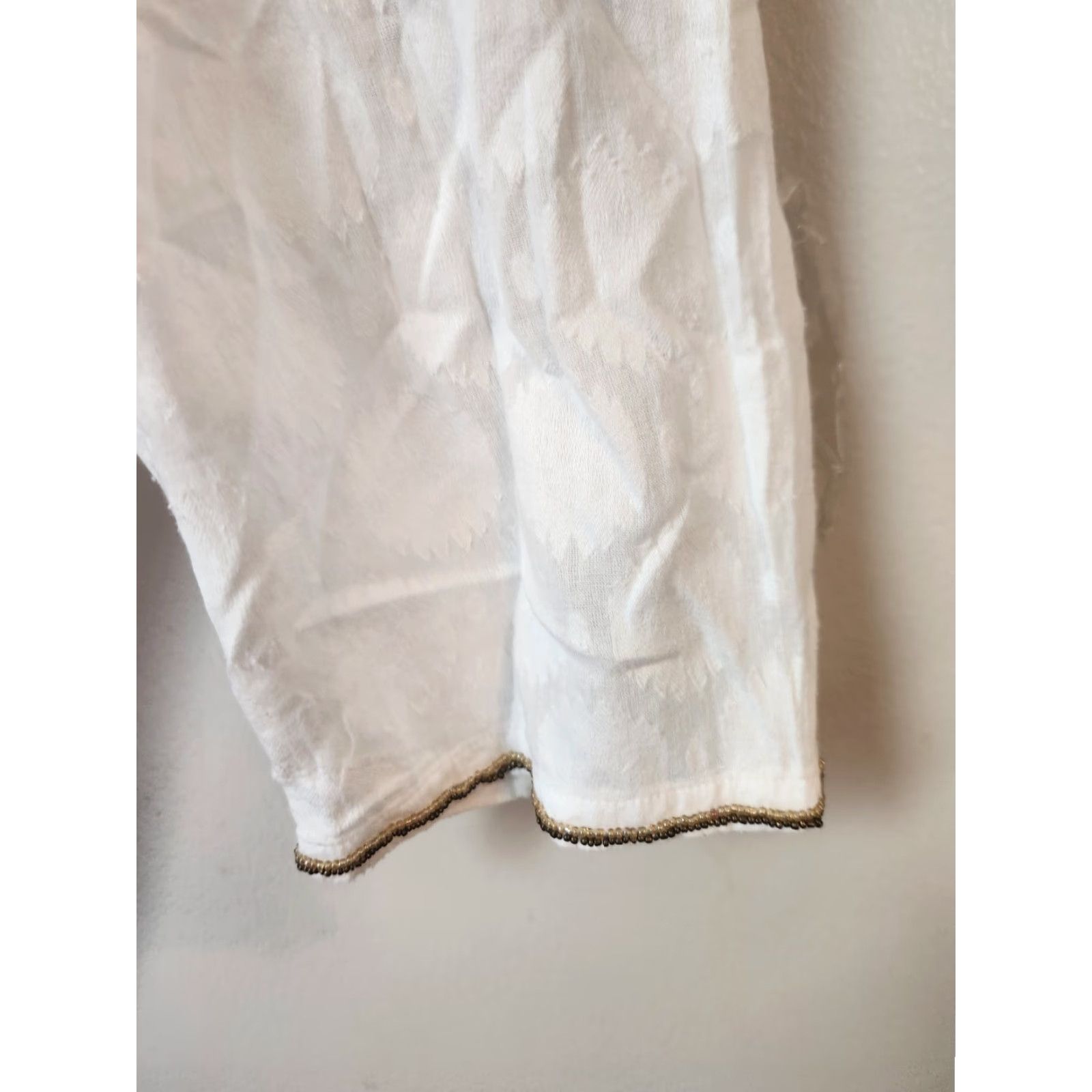 Charter Club Charter Club Blouse Tunic Top 0X White Beaded Detailed V-Neck 3/4 Sleeve Women Mathched Size XL / US 12-14 / IT 48-50 - 4 Thumbnail