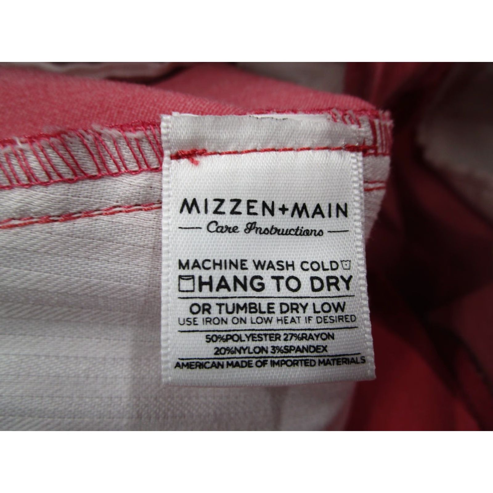 Mizzen+Main Mizzen Main Pants Mens 36 Red Flat Front 5 Pocket Performance Chino Size US 36 / EU 52 - 4 Thumbnail
