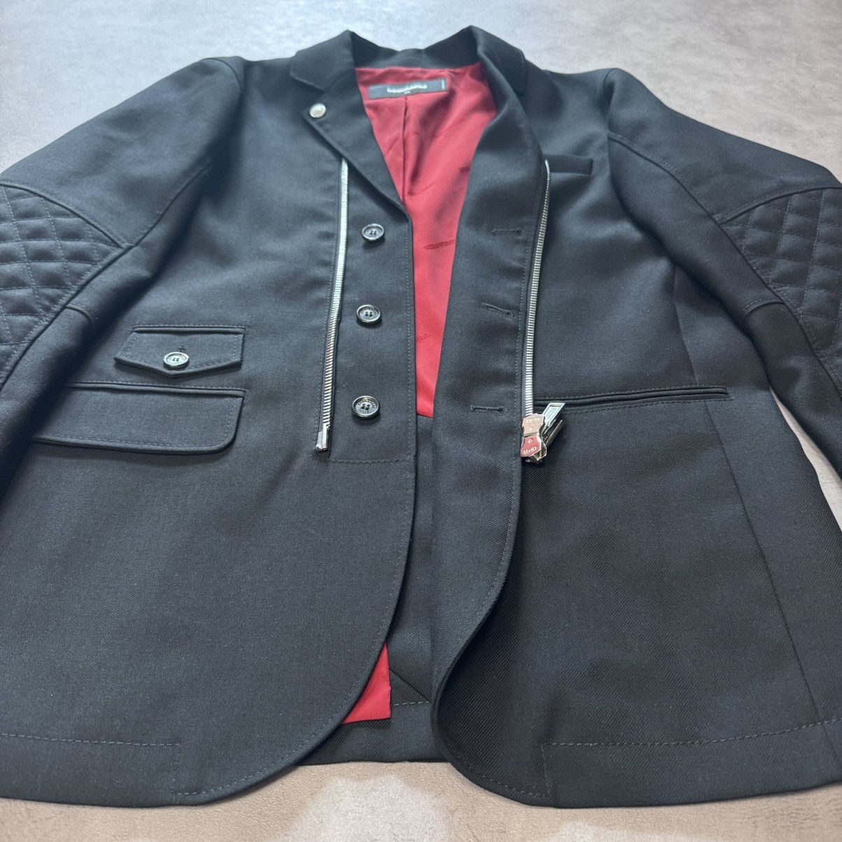 Dsquared2 Dsquared2 Men's Black Wool Biker Blazer Jacket Size:IT-54 Size US L / EU 52-54 / 3 - 6 Thumbnail