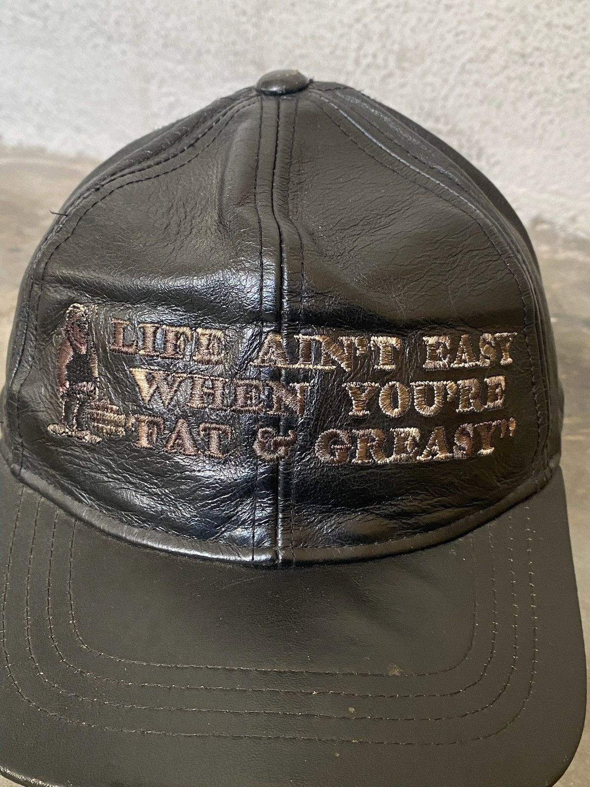 Harley Davidson Vintage Harley Davidson Life Ain’t Easy Cow Pure Leather Hat Size ONE SIZE - 2 Thumbnail