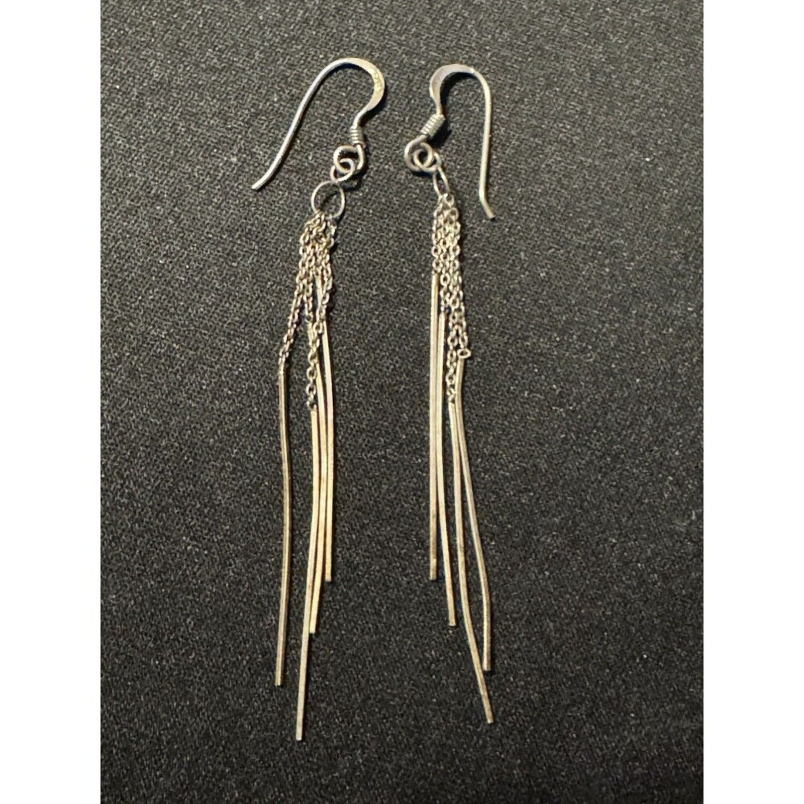 Other MC 925 Silver Dangle Vintage Earrings Fish Hook Nice Patina Size ONE SIZE - 2 Thumbnail
