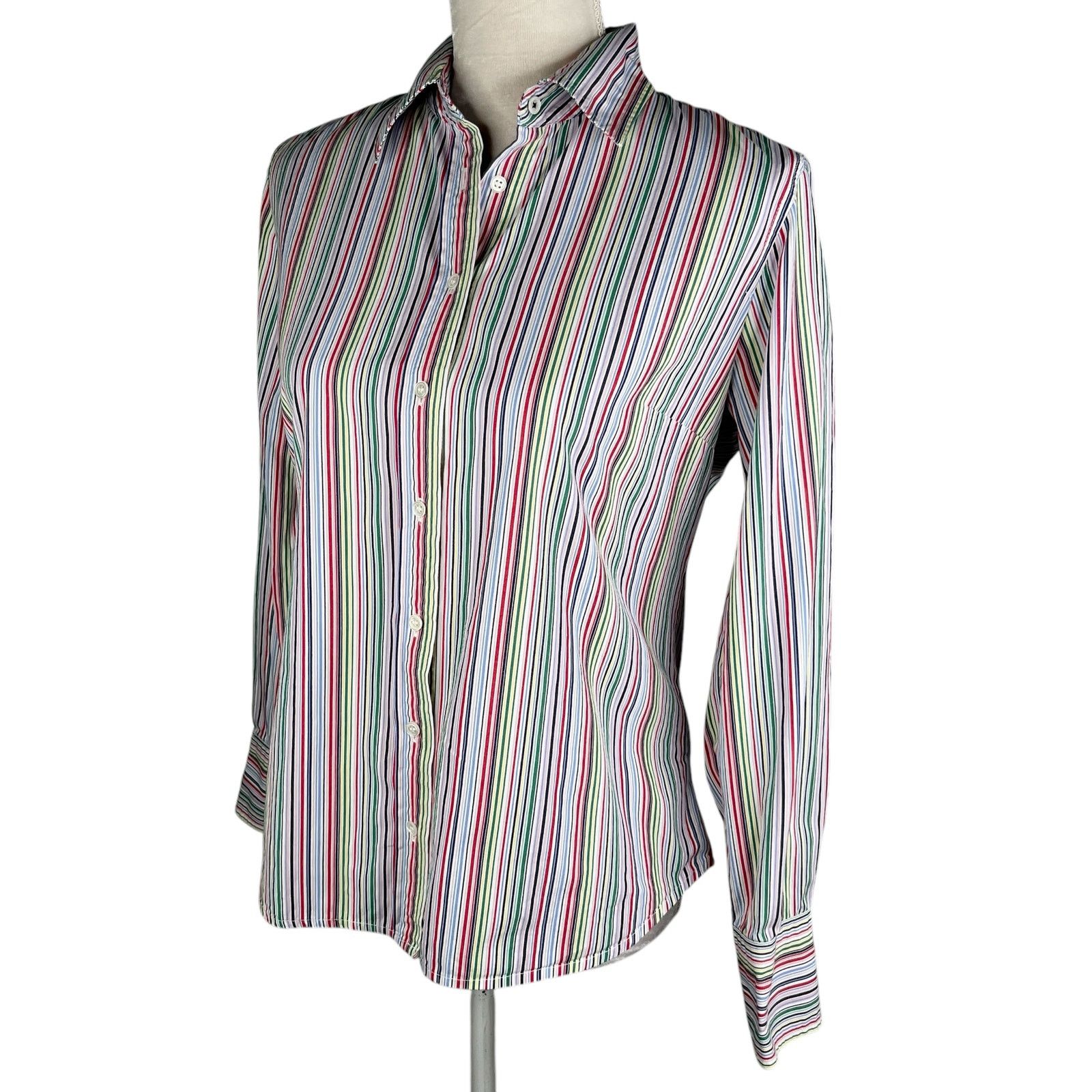 J.Crew J Crew Vintage Button Down Rainbow Stripes Medium Size M / US 6-8 / IT 42-44 - 4 Thumbnail