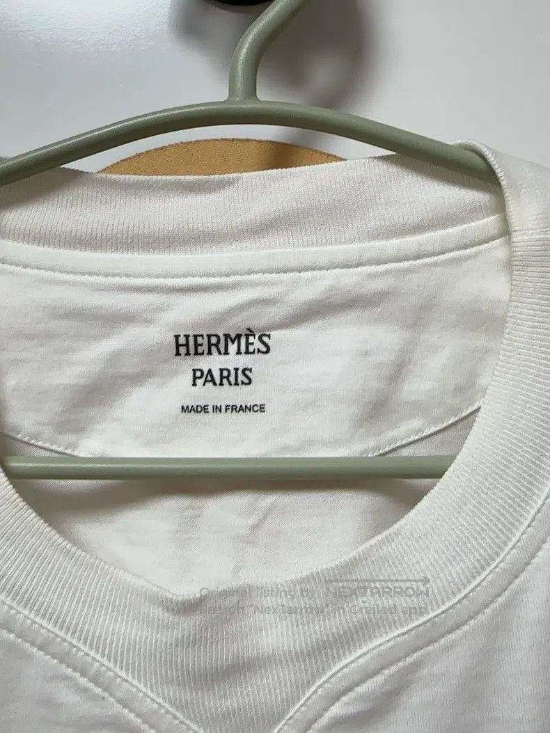 Hermes Hermes White V-neck embroidered short sleeve T-shirt Size XXS / US 00 / IT 34 - 4 Thumbnail
