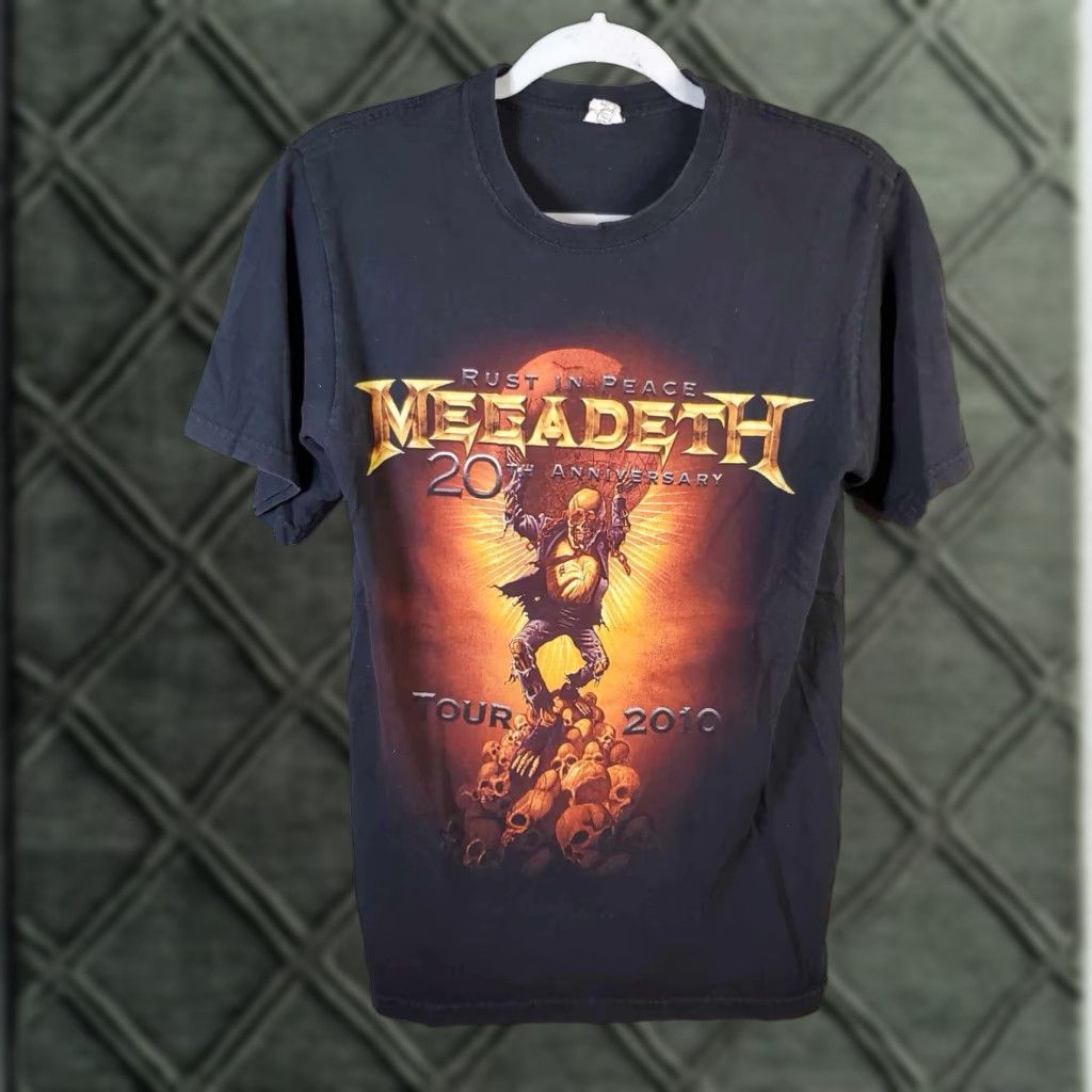 Anvil VINTAGE Megadeth Tour T Shirt 2010 20th Anniversary Small S Black Cotton Anvil Graphic Print Short Sleeve Unisex Adults Mens Womens Girls Boys Size US S / EU 44-46 / 1 - 1 Thumbnail