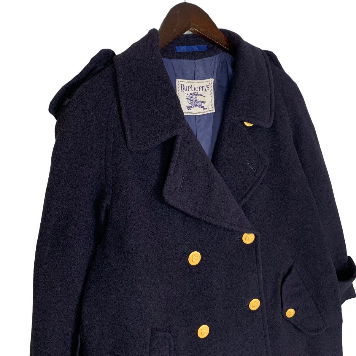 Burberry × Vintage Vintage Burberry Peacoat Wool Coat Size S / US 4 / IT 40 - 4 Thumbnail