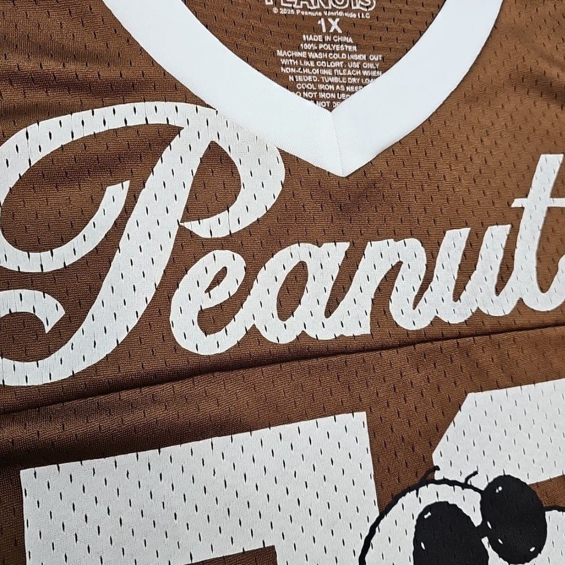 Vintage Hybrid Apparel Peanuts Snoopy Joe Cool #50 Football Jersey T-Shirt Adult 2XL Brown Short Sleeve Mens NFL Cartoon Sports Jerseys Size US XXL / EU 58 / 5 - 5 Thumbnail