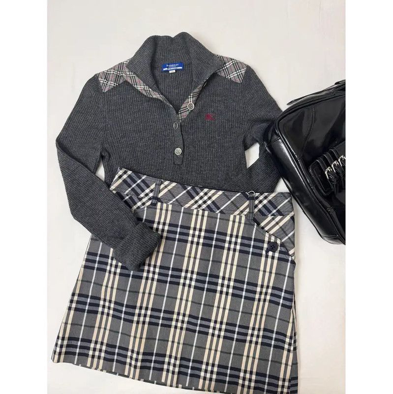 Burberry Burberry Gray Cotton Women's Skirt Size 23" - 1 Thumbnail