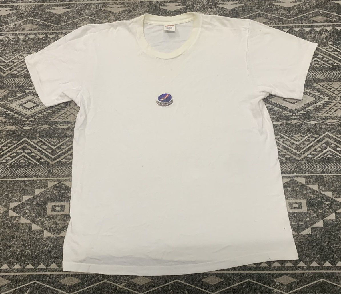 image of Supreme Bottle Cap "piss Off" Tee in White, Men's (Size Medium)
