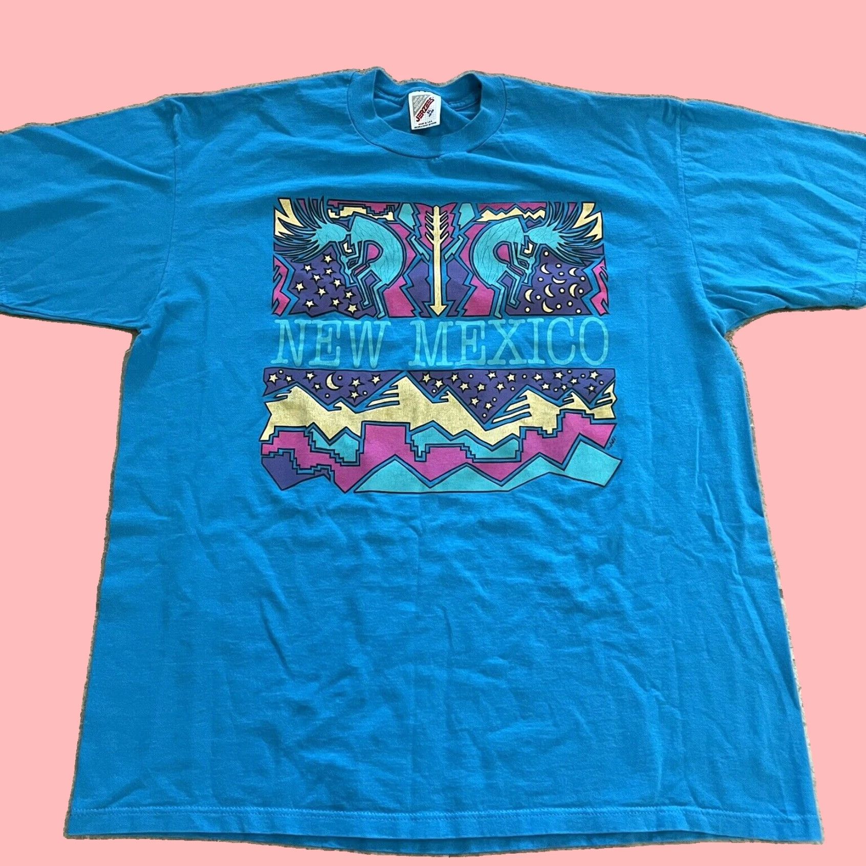 Jerzees VINTAGE Jerzees New Mexico Graphic Cotton Blue T-Shirt Mens XL Size US XL / EU 56 / 4 - 1 Thumbnail