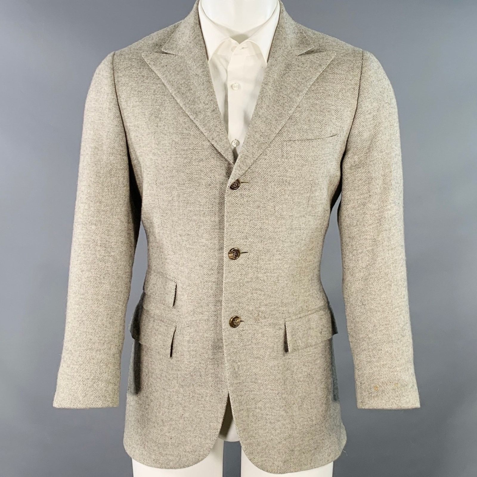 Ralph Lauren Grey Light Grey Herringbone Camel Hair Sport Coat Size 38R - 1 Thumbnail