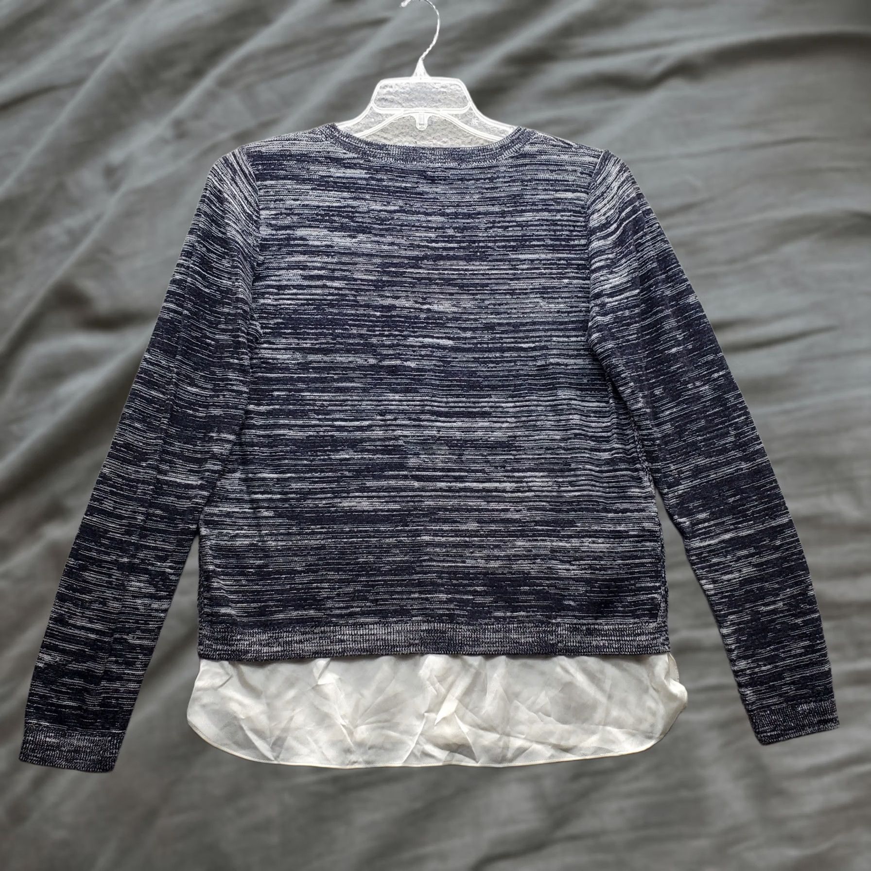 Loft LOFT Knit Top Womens L Space Dye Lined Long Sleeve Round Neck Pullover, Multicolor, 100% Cotton, Casual Shirt, Regular Fit, Womens Size L Size L / US 10 / IT 46 - 1 Thumbnail